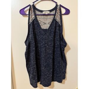 Knox Rose Aztec Pattern Blue Sleeveless Tank Top XXL Patterned Yoke
